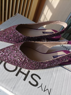 Mango flat fuchsia ballerinas with glitter and strass, new size 39