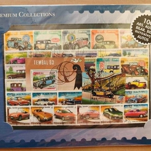 Thematic stamp collection used, 100 different cars worldwide