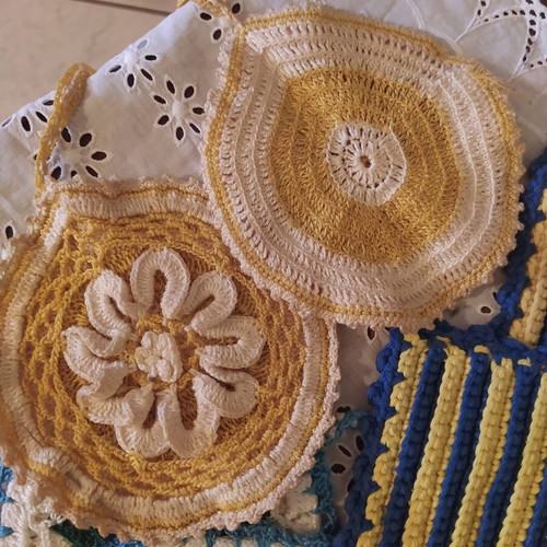 Kitchen potholders crochet like new, handmade vintage for decoration