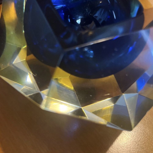 Vintage Murano σταχτοδοχείο cobalt blue μεταχειρισμένο, χειροποίητο ιταλικό γυαλί