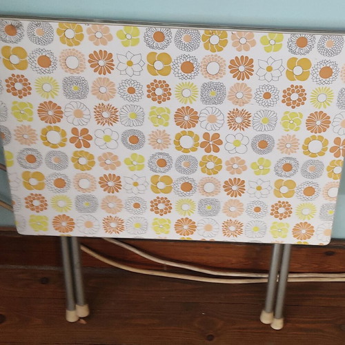 Vintage folding table with Flower Power formica, 1970s
