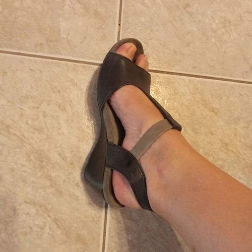 Bussola leather platform sandals used, gray size 36