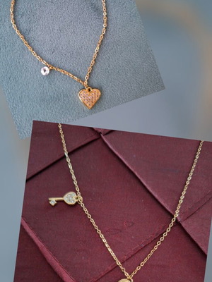 Jewelry set of bracelet and necklace stainless steel gold color like new