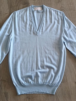 Cashmerinos 100% Merino thin knit sweater like new, light blue, XS/S/M