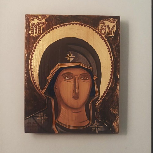 Panagia Odhigitria handmade aged icon new