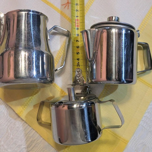 Inox set galatiera, zahariera, tsagiera like new, 3 pieces
