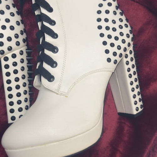 White boots new size 39 with studs
