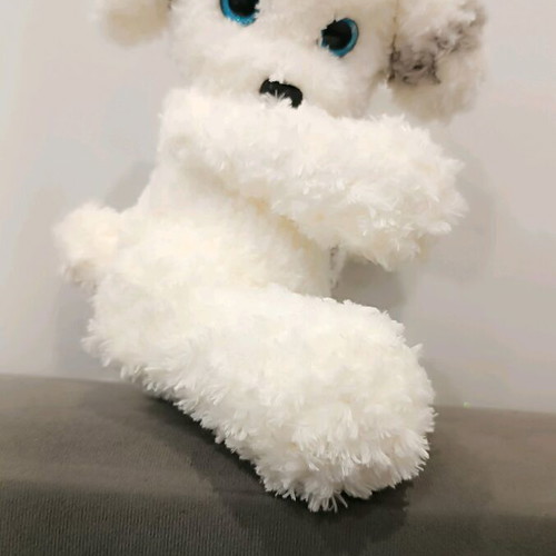 Handmade crocheted puppy new with movable limbs and gift keychain