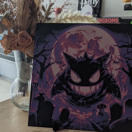 Gengar wall art made to order from PLA with haunted atmosphere