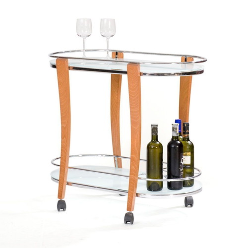 Bar trolley new, length 83 cm, metal with wood and sandblasted glass
