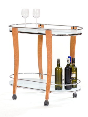 Bar trolley new, length 83 cm, metal with wood and sandblasted glass