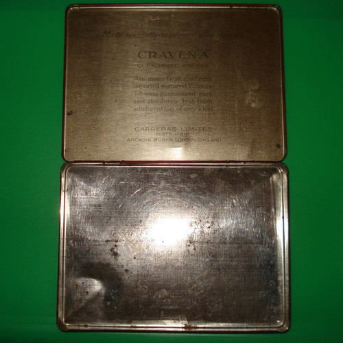 Craven tin box used from cigarettes