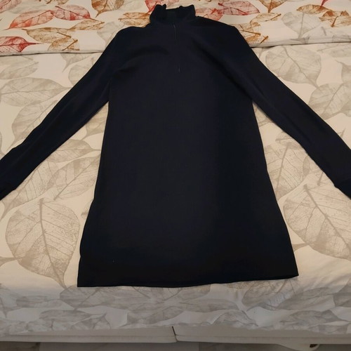 Cotton long sleeve dress shirt with zipper like new, dark blue