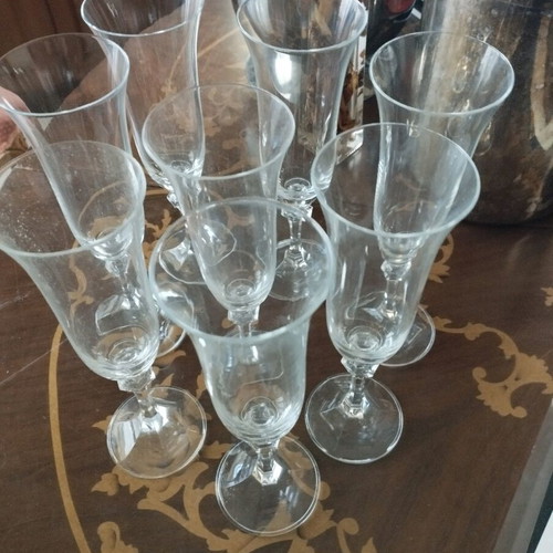 Champagne glasses used, set of 8 vintage in excellent condition