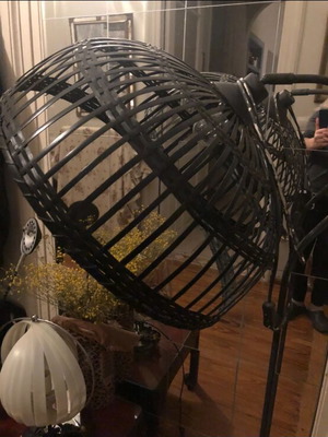 Rattan lampshade large used, black