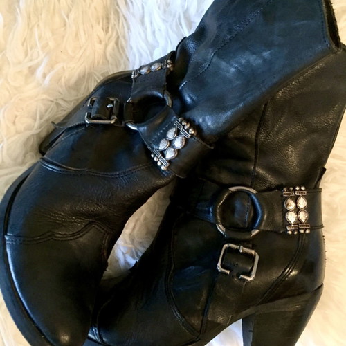 Handmade leather western ankle boots size 37, black
