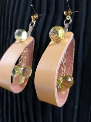 Handmade earrings from leather and beads new