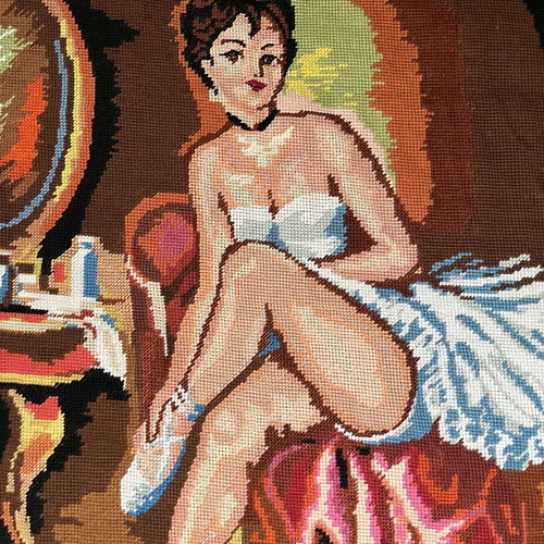 Handmade textile painting like new, dimensions 0.70x0.49 m