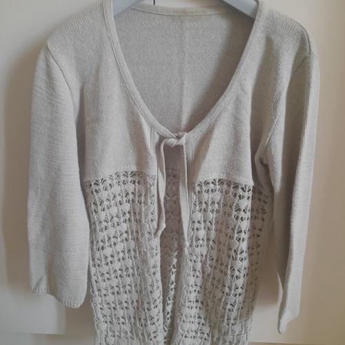 Knitted cardigan with patterns, like new, beige, size M