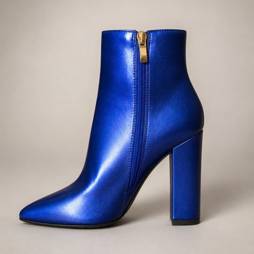 Blue metallic ankle boots like new, 10 cm heel, size 37