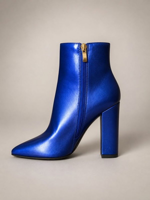 Blue metallic ankle boots like new, 10 cm heel, size 37