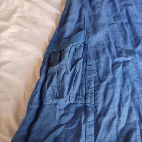Linen dress with neck tie like new, size S, blue