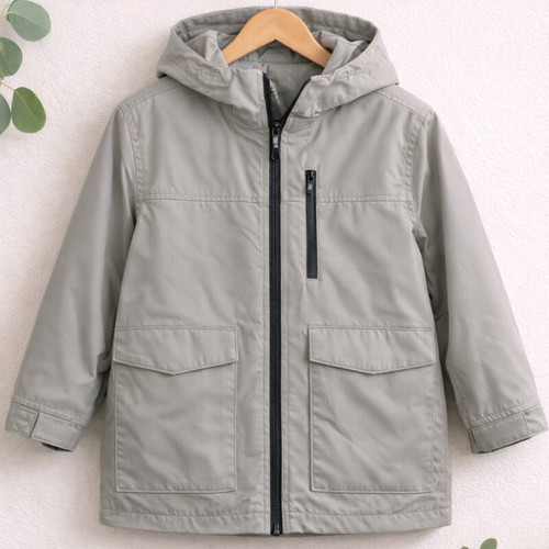 Kids Lightweight Hooded Jacket used, light grey, size 104 cm