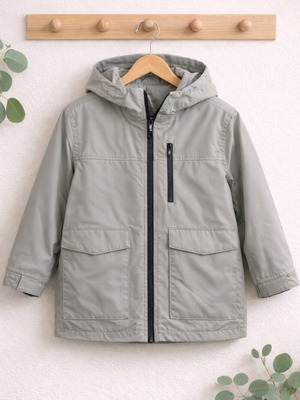 Kids Lightweight Hooded Jacket used, light grey, size 104 cm