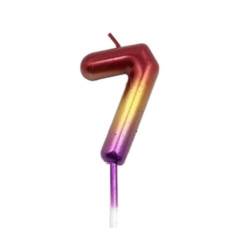 Birthday candle metallic No 7 new, 3D design
