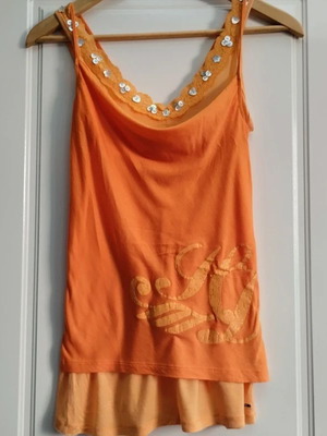Tommy Hilfiger orange double layered top like new, size S