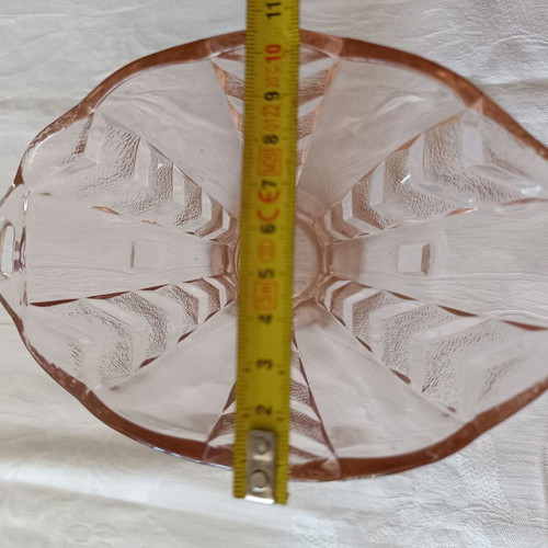 Vintage Rosaline pink pressed glass vase Art Déco like new