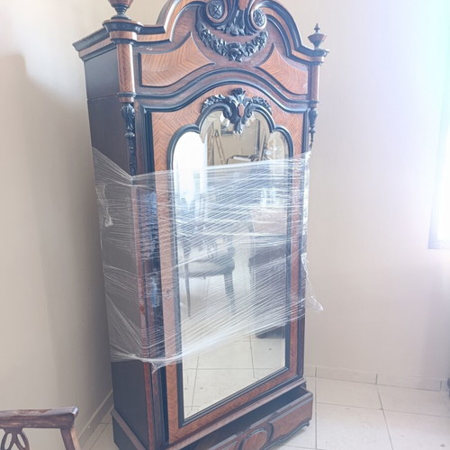 Antique 19th Century Armoire Mirror Henri II Napoleon III style