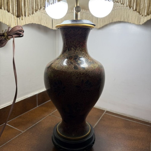 Vintage table lamp with ceramic base and fabric lampshade like new