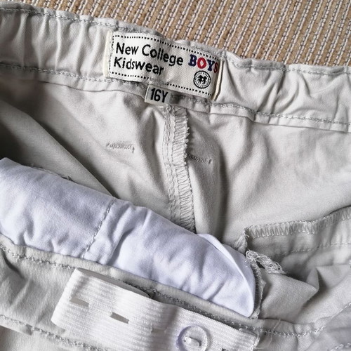 New College cotton pants for boy 16 years, length 110 cm