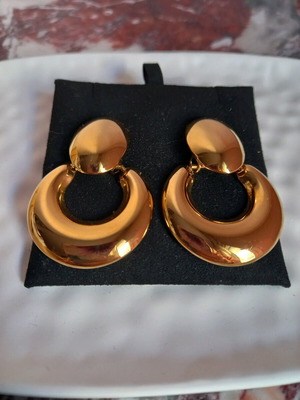 Steel gold oval hoop earrings new