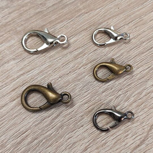 Metal parrot hook 1.5cm new, bronze, nickel, black nickel