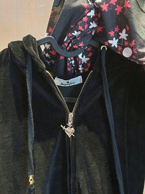 SugarFree velvet tracksuit set black like new, size 13/14, 164 cm