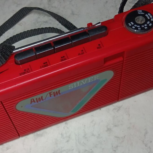 Vintage Silver portable radio cassette player used