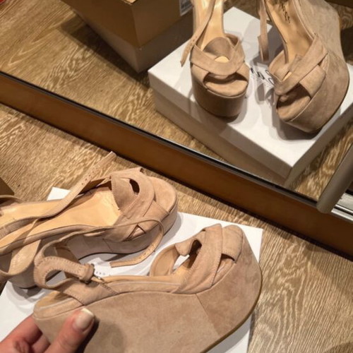 Sante platform sandals, pink suede, size 38