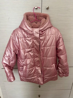 EbitA girls' jacket pink like new with fur hood size 140 cm