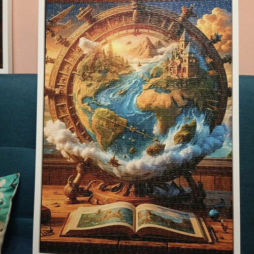 Puzzle 1000 pieces like new, 50×70 cm, white wooden frame
