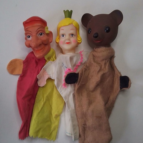 Vintage 3 glove puppets used for puppet theater