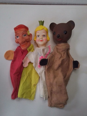 Vintage 3 κουκλες γαντια κουκλοθεατρου μεταχειρισμένες