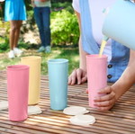 Σετ 2 ψηλά ποτήρια Tupperware με καπάκι, ροζ ανοιχτό και σκούρο