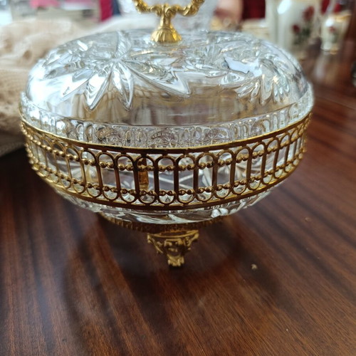 Crystal fondue dish like new with gold details