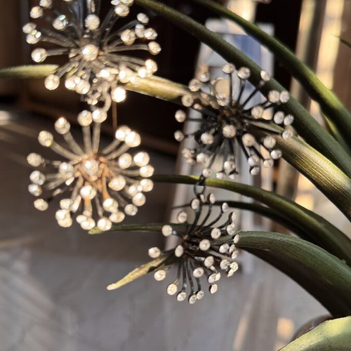 Sea Urchin Earrings used with crystals in black metallic tone