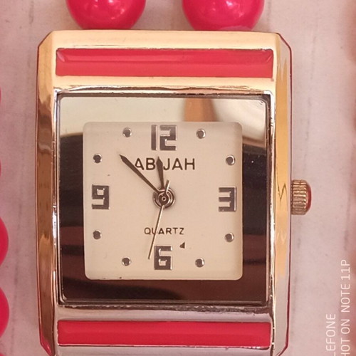 Adidas women's wristwatch bracelet used, red, new battery