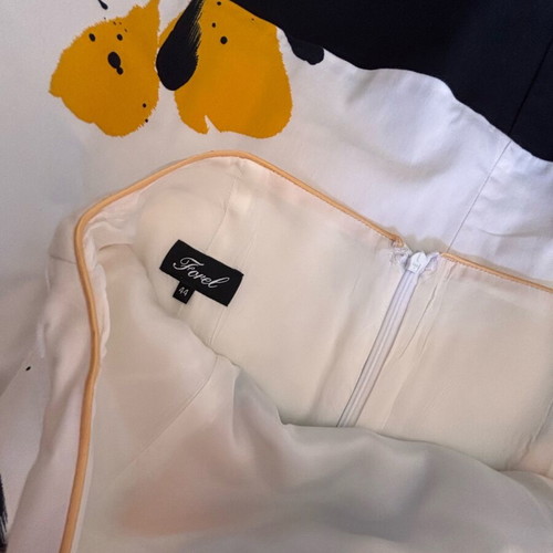 Forel dress like new, strapless, white with yellow flowers, size S/M
