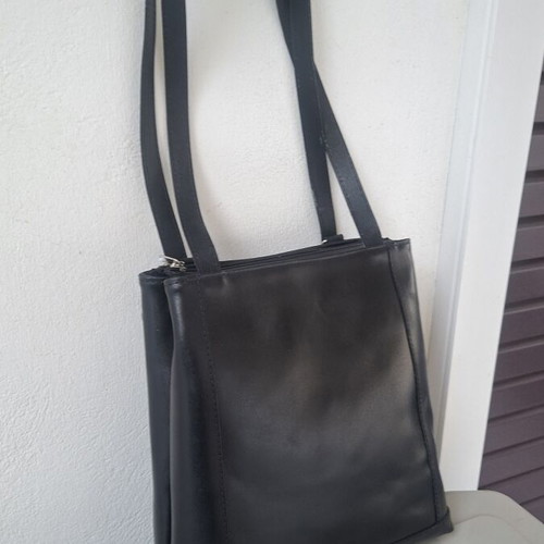 JK Leather 2-in-1 black leather bag, shoulder and backpack