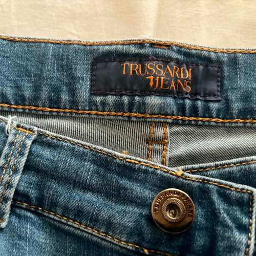Trussardi men's jeans, blue, cotton blend